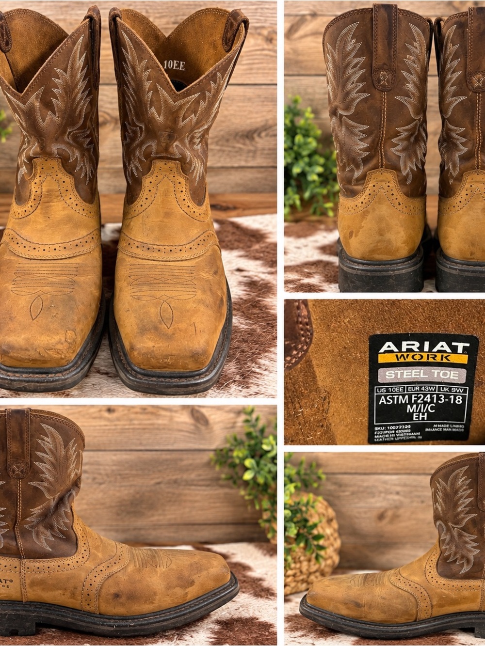 Ariat Mens work steel toe boots size 10EE